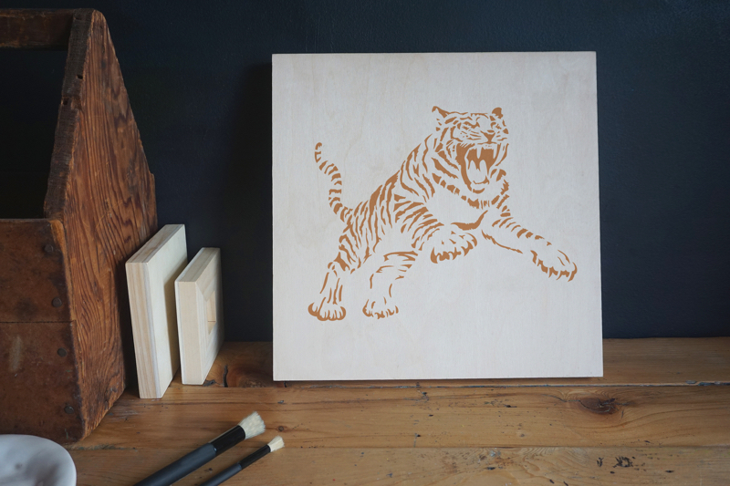 Tiger stencil applied